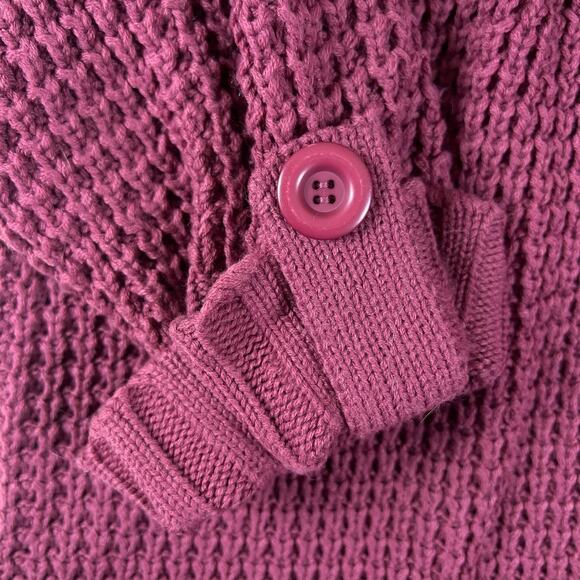 Y2K Cowl Neck Sweater M | Berry Burgundy Vintage Chunky Waffle Knit Soft Grunge - Picture 6 of 11